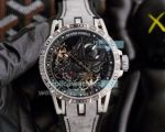 Clone Roger Dubuis Excalibur 46 Stainless Steel Grey Skeleton Tourbillon Watch